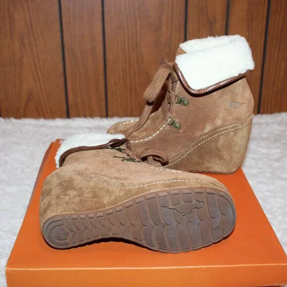 ROCKET DOG Brown suede-fur lining lace up boots Sz 6 1/2. pre-owned never worn - Picture 7 of 9